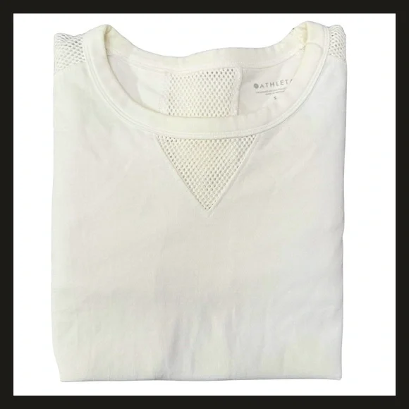 Athleta Rebalance Sweatshirt White Mesh Panel Long Sleeve Cotton Top  Small NWOT - Picture 11 of 14